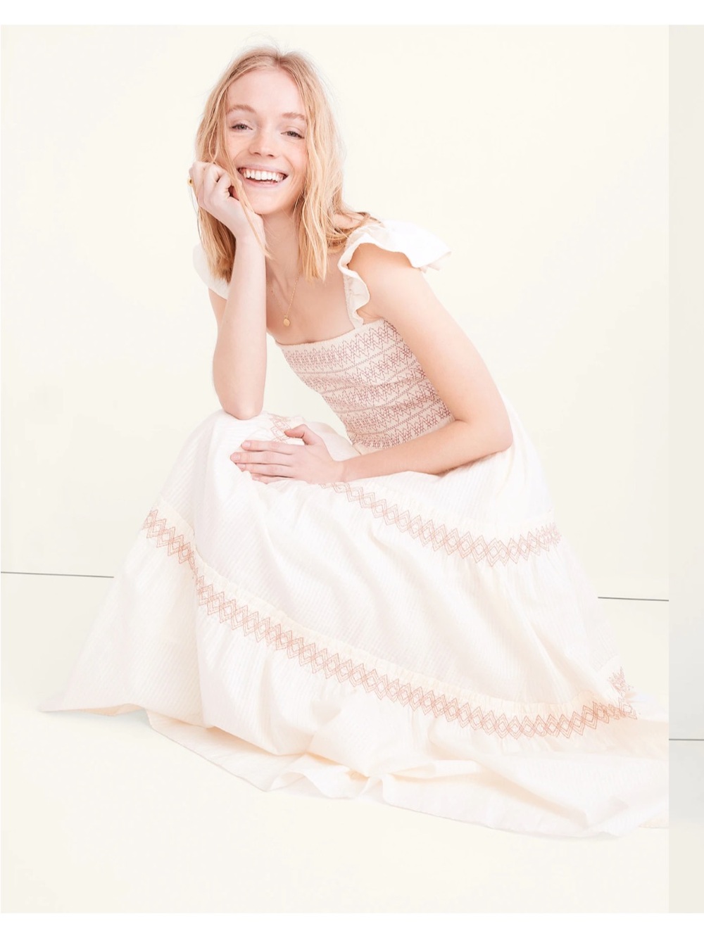 Madewell Lucie Smocked Tiered Midi Dress